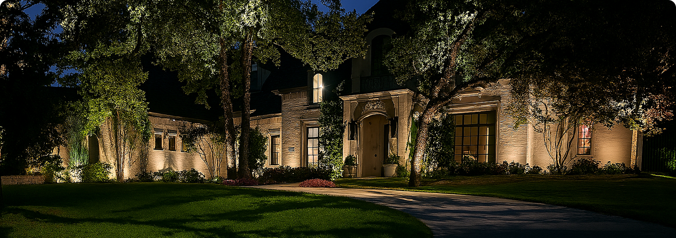 Luxury home with outdoor lighting