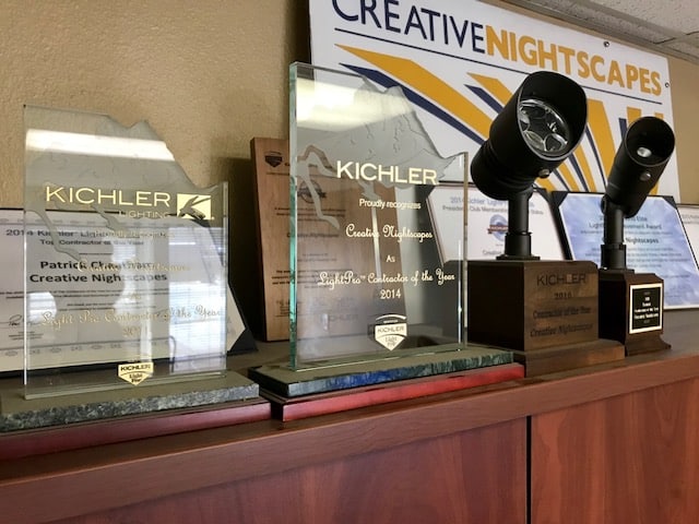 All of Creative Nightscapes awards on Display in their North Richland Hills Tx office