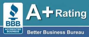 BBB logo A+ Rated by the Better Business Bureau graphic