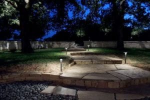 A gorgeous patio making the most of light and darkness.